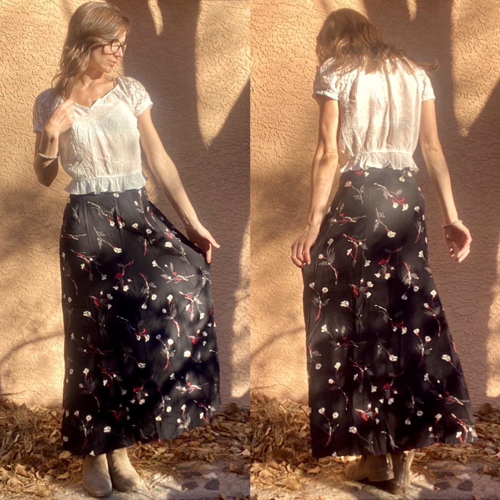 60’s/70’s Ellen Figg Floral Print Rayon Skirt